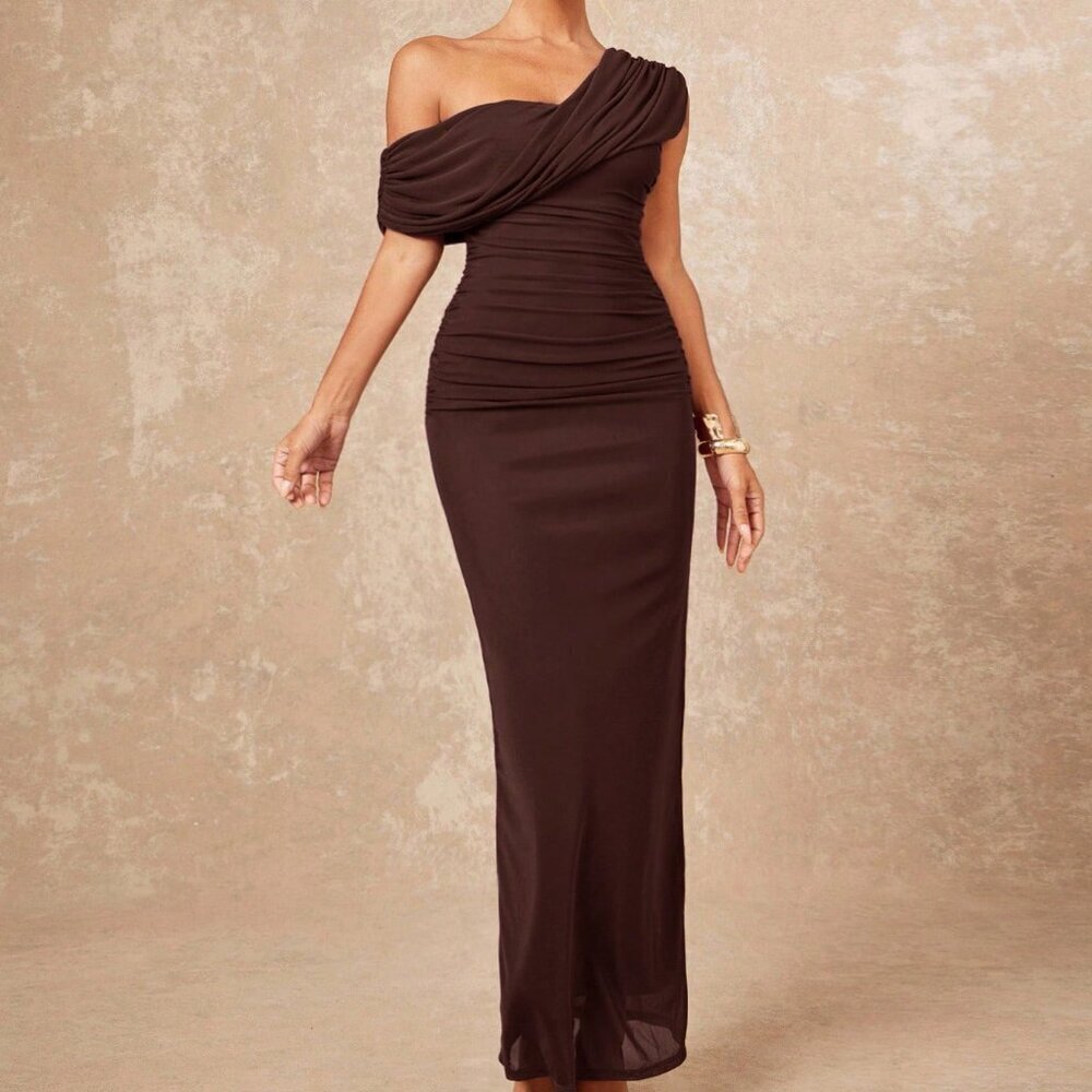 Brown Bohemian Women's Beach Vacation Long Dress
